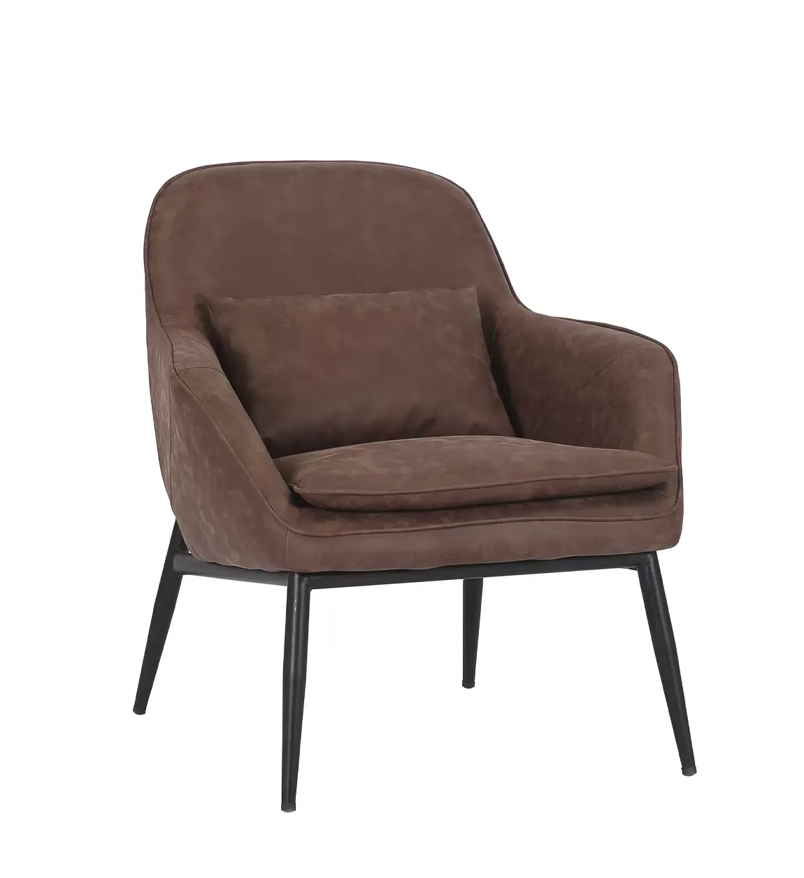 Fauteuil en métal noir et similicuir marron