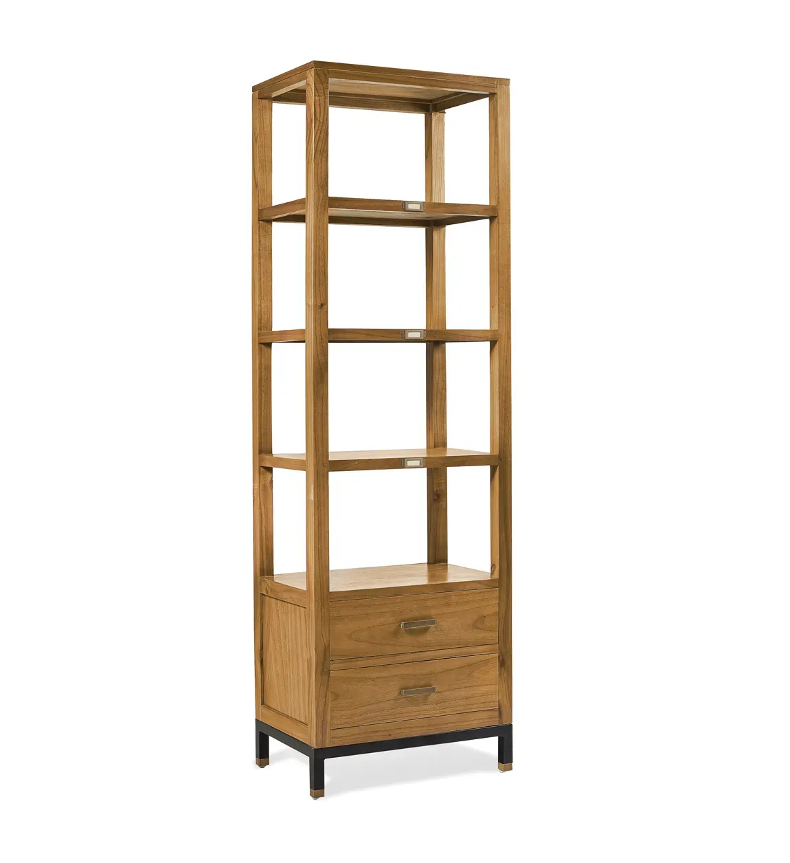 Bibliothèque en bois de mindi marron et métal noir H 190 cm