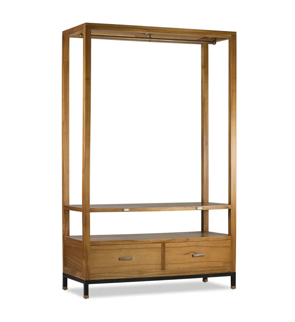 Portant en bois de mindi et métal noir H 190 cm