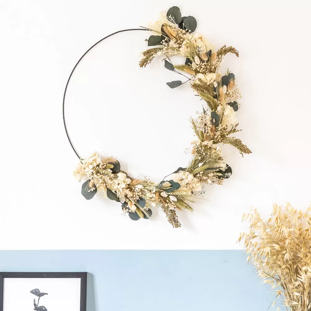 Couronne de fleurs séchées Henriette Diamètre 30cm