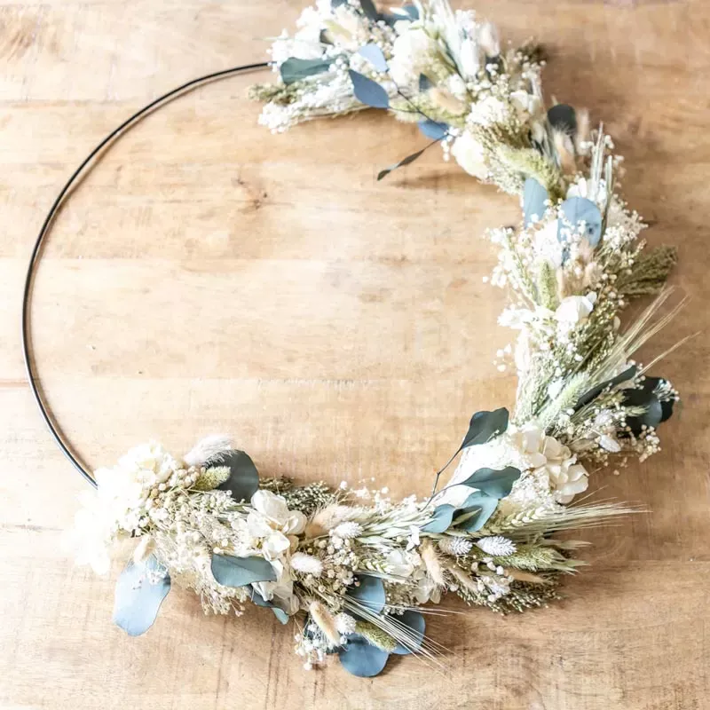 Couronne de fleurs séchées Henriette Diamètre 20cm