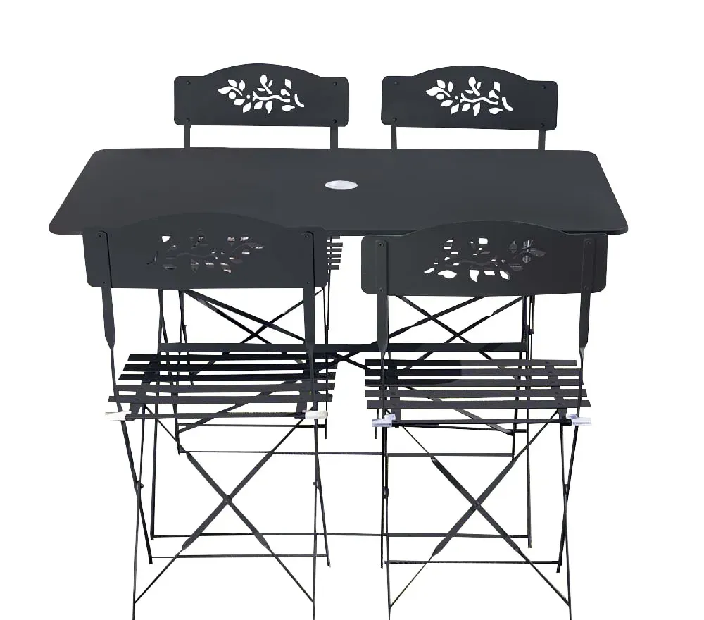 Ensemble repas de jardin  4 places en acier gris anthracite