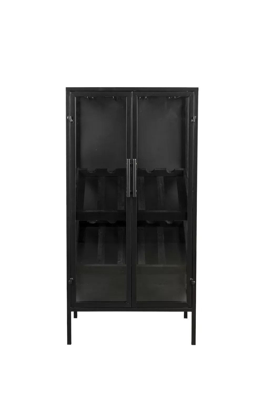 Meuble bar en fer et vitrine en verre trempé