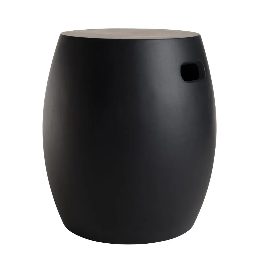 Table d'appoint de jardin noire et ronde en béton D43 cm