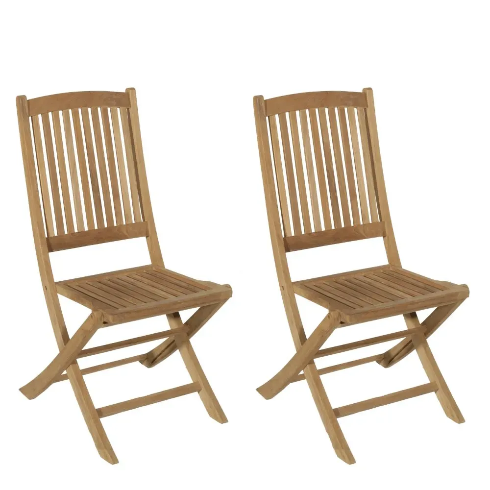 Ensemble de 2 chaises de jardin en bois teck