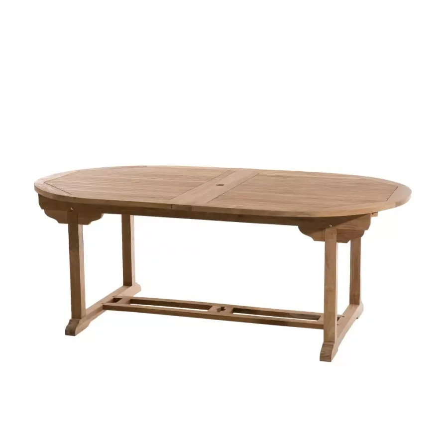 Table de jardin 10/12 pers. double extension en teck L 300cm