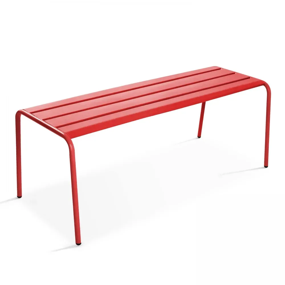 Banc de jardin en acier rouge