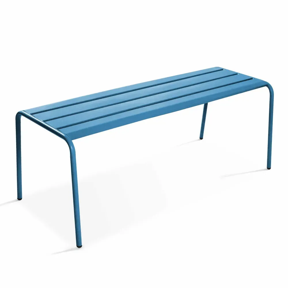 Banc de jardin en acier bleu pacific