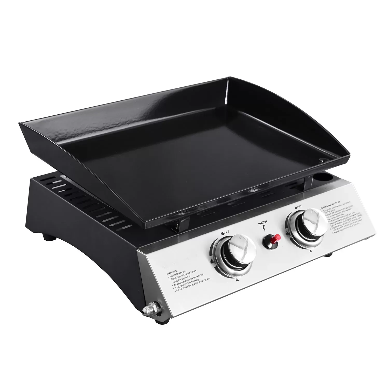 Plancha au gaz 2 brûleurs en acier noir