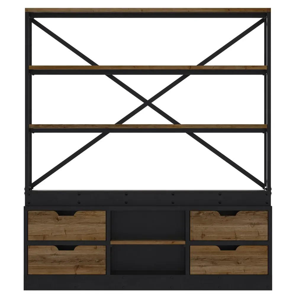 Bibliothèque 160 cm en bois et métal