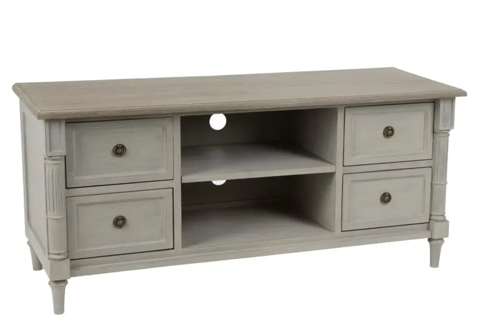 Meuble TV en bois 4 tiroirs 2 niches