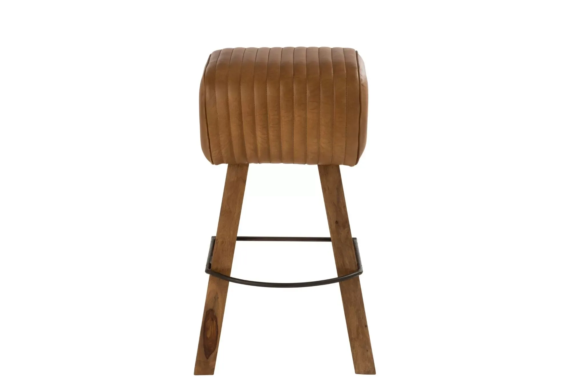 Tabouret de bar saut de cheval en bois et cuir