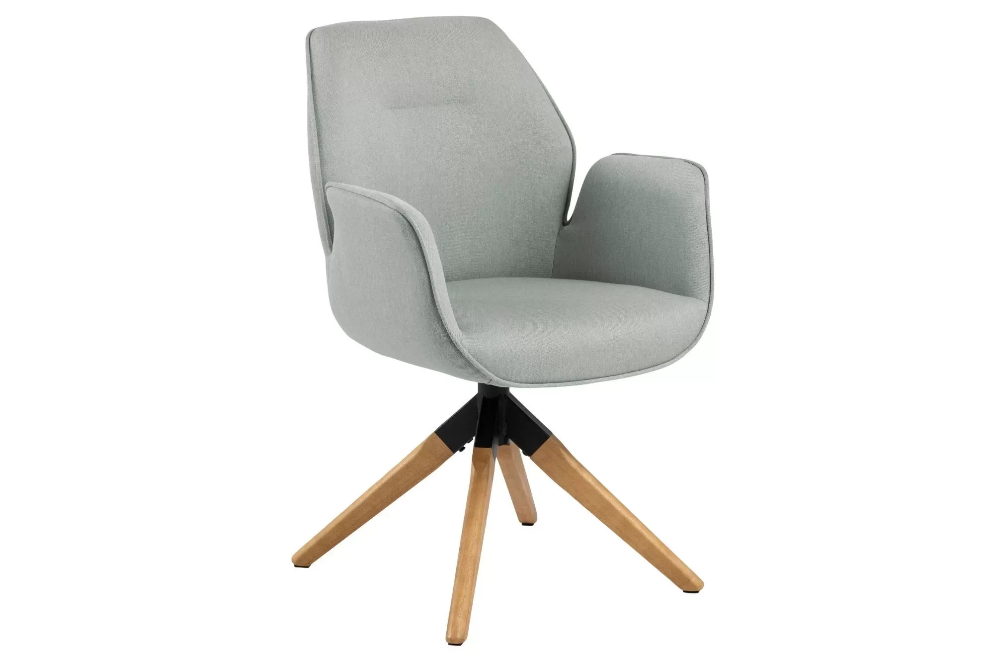 Fauteuil de salle à manger tissu et bois clair gris