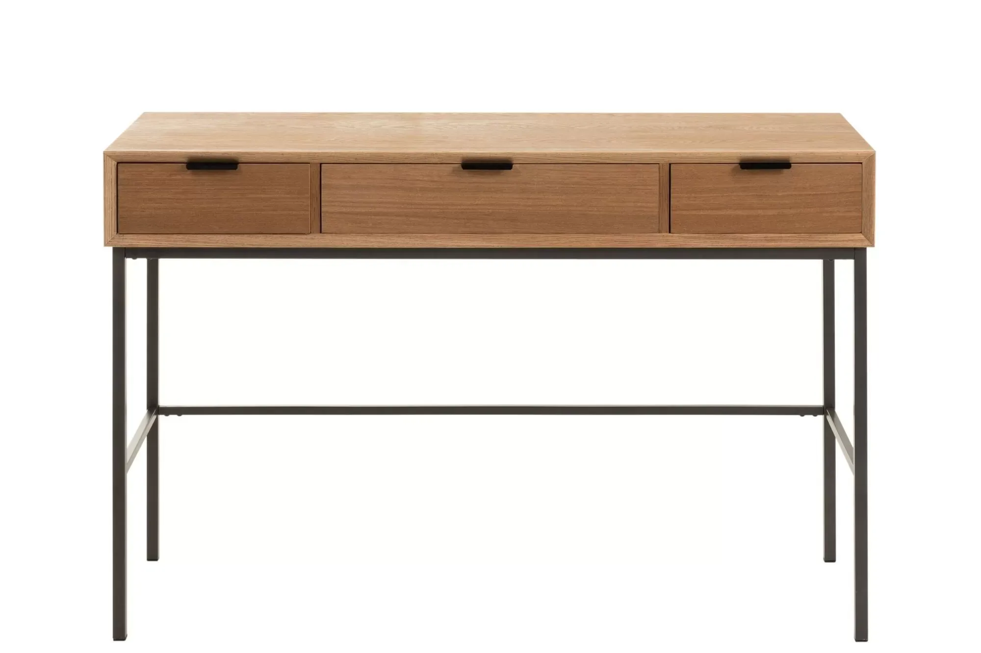 Console en bois  et métal noir avec 3 tiroirs