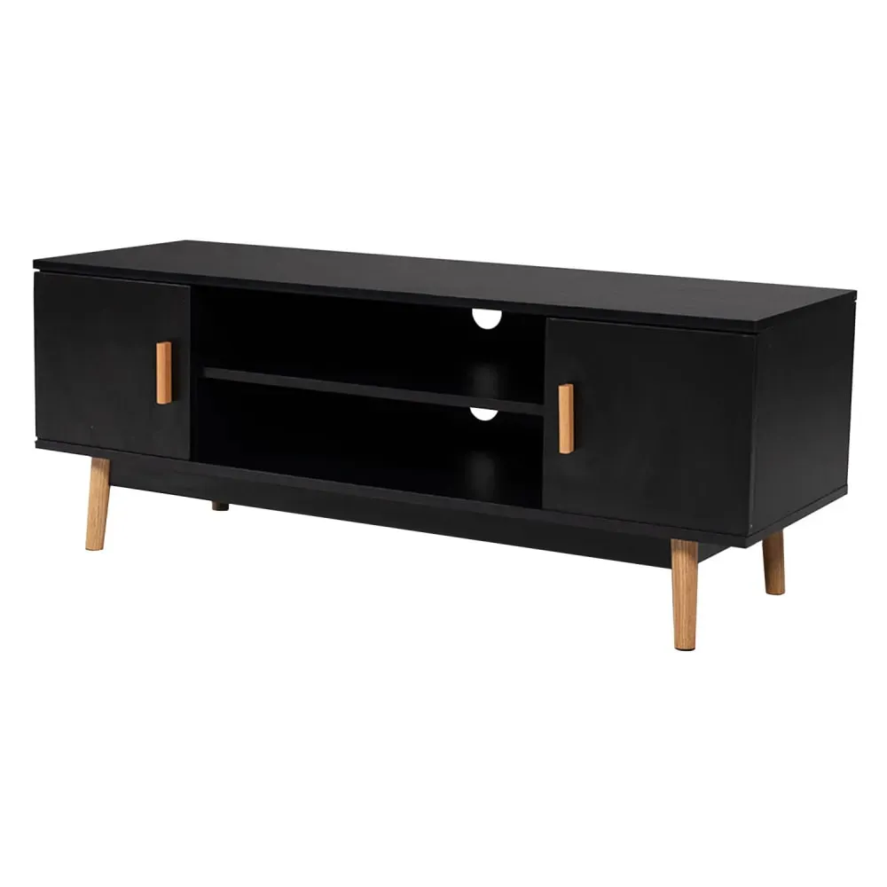 Meuble TV style scandinave avec 2 portes noir