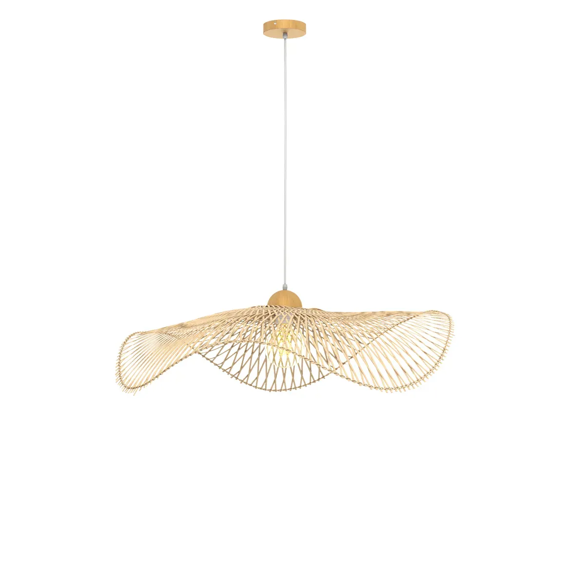 Suspension D75 cm en bambou avec fil blanc