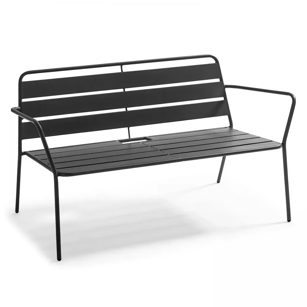 Canapé de jardin en métal gris