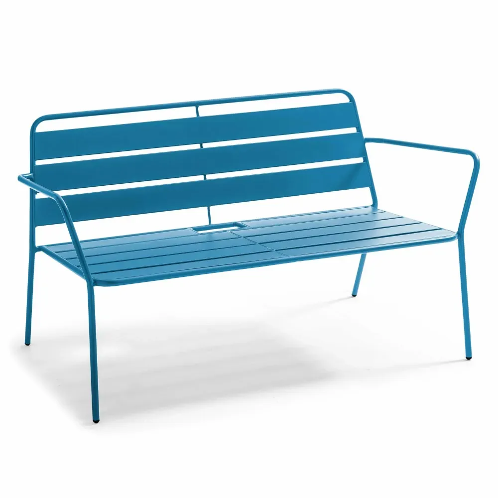 Canapé de jardin en métal bleu pacific
