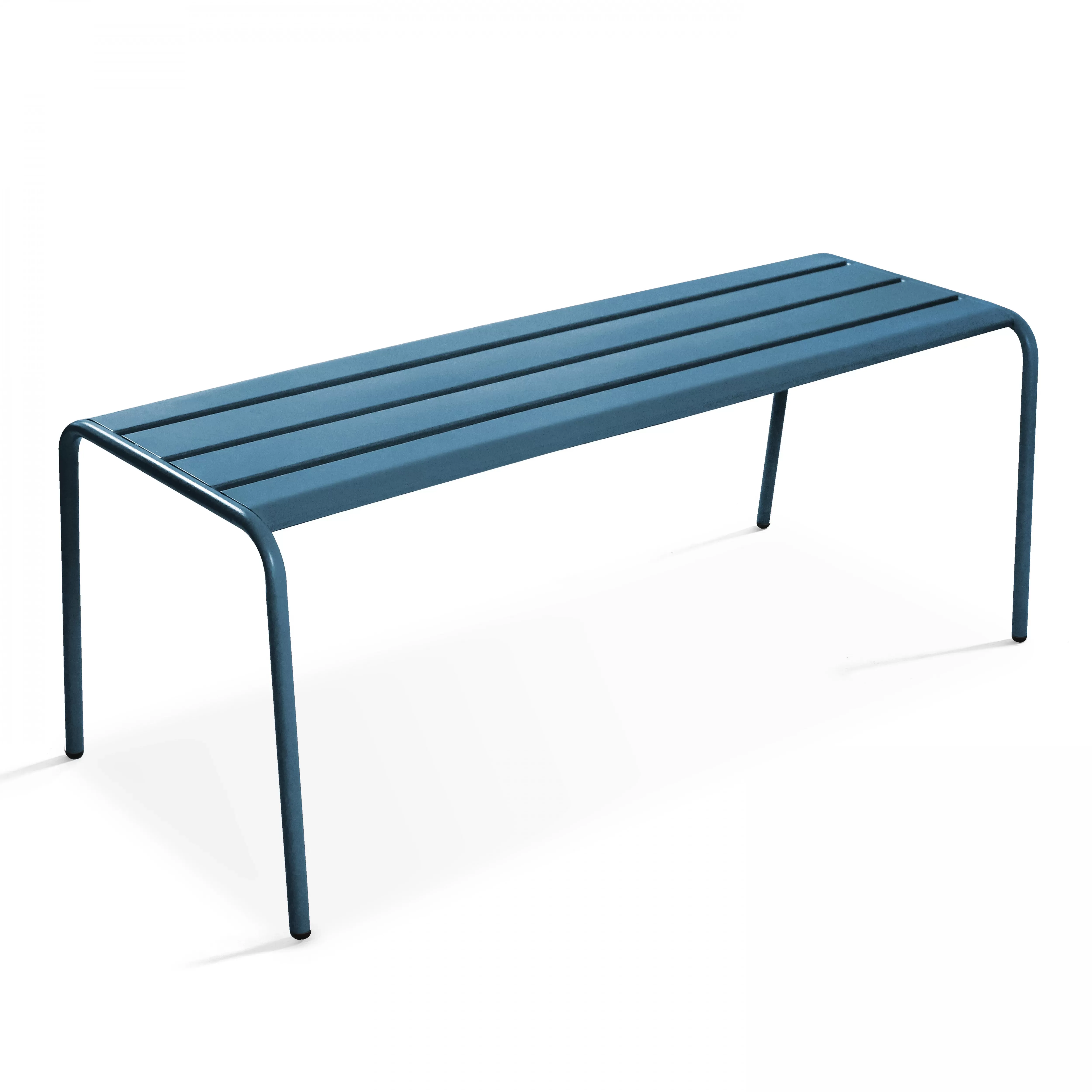 Banc d'intérieur en métal bleu pacific