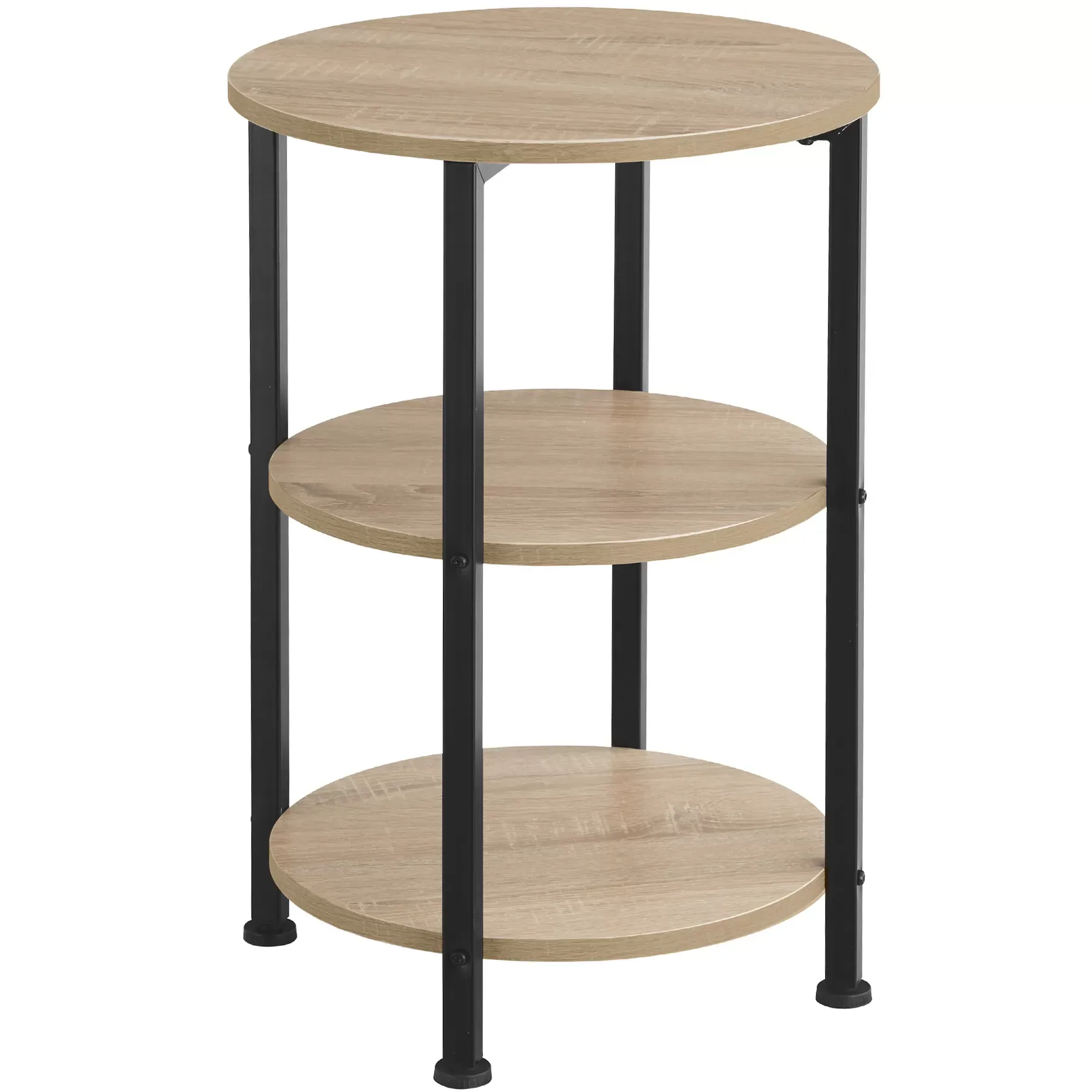 Table d'appoint Style industriel 40 x 61 cm bois clair