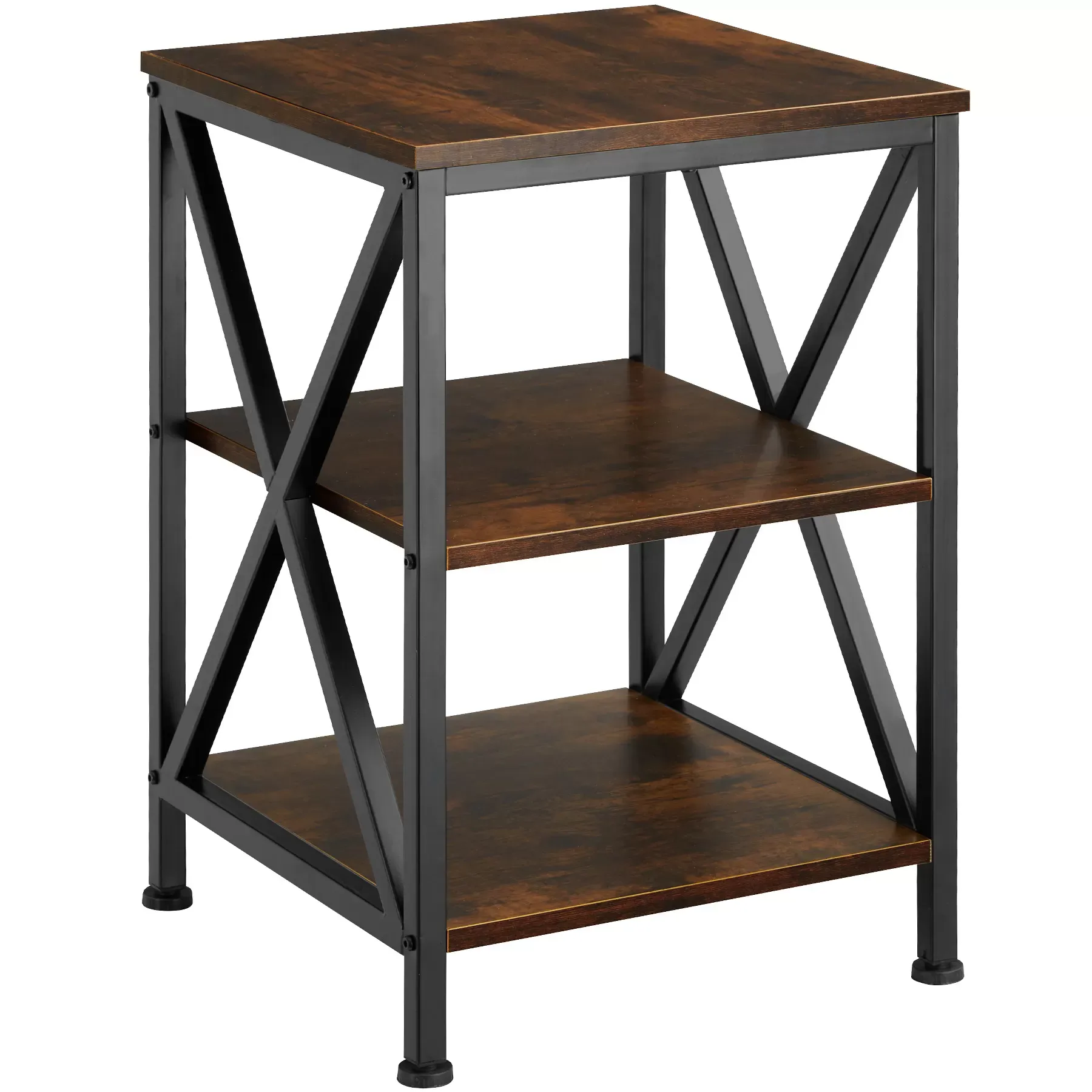 Table d'appoint Style industriel 40,5 x 40,5 x 60,5 cm bois foncé