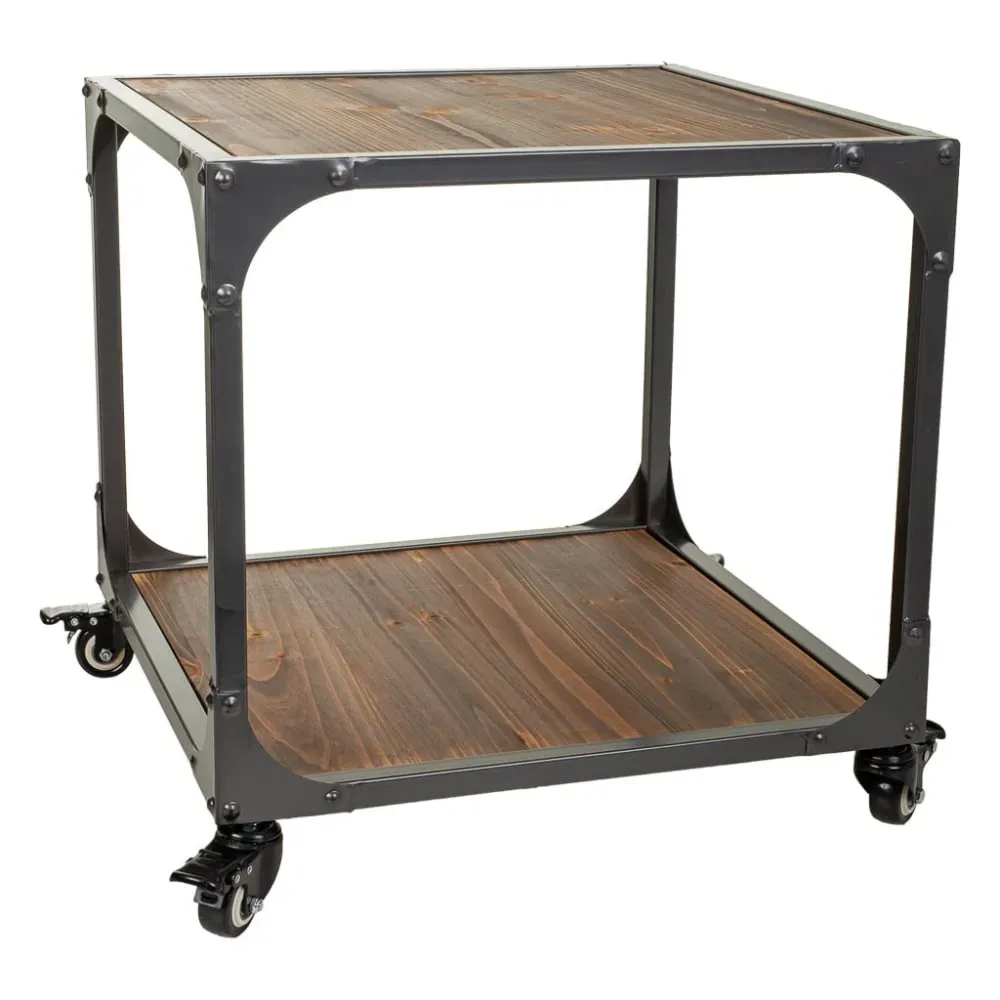 Table en métal et bois 50x50x50h cm