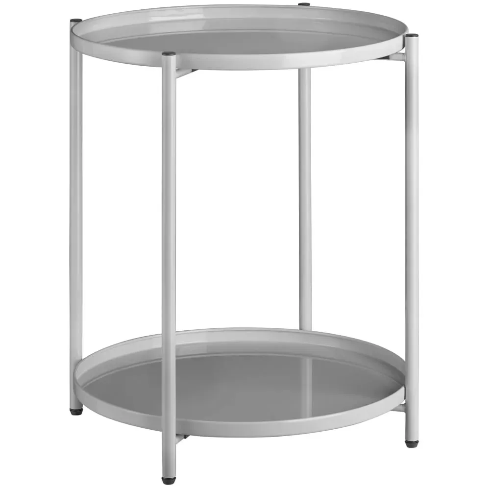 Table d'appoint en acier 2 niveaux style industriel gris