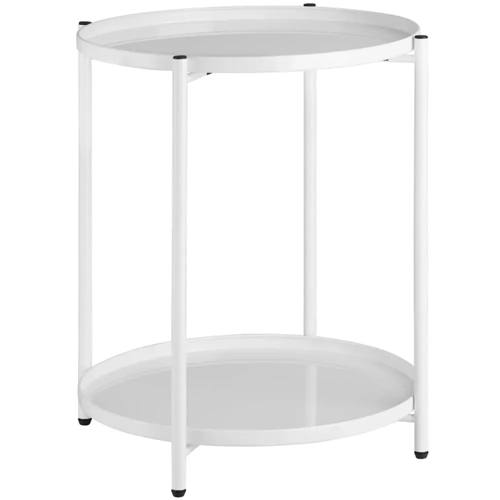 Table d'appoint en acier 2 niveaux style industriel blanc