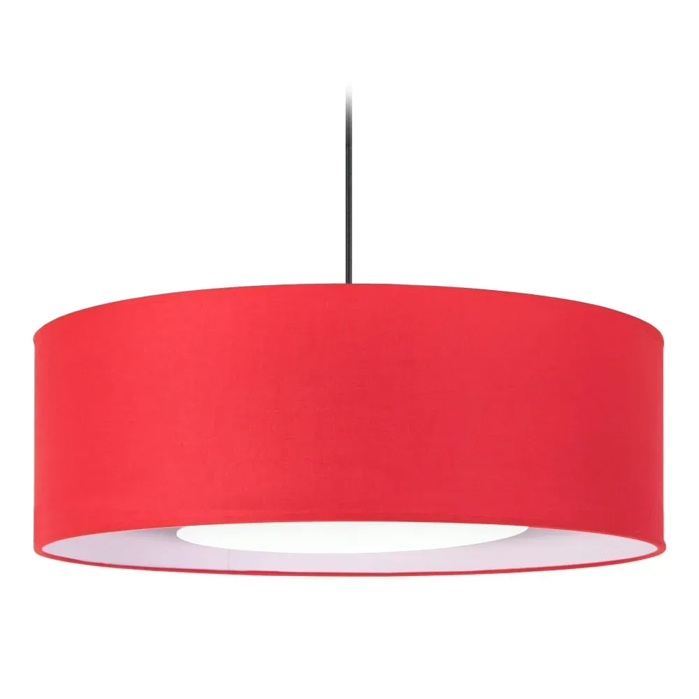 Suspension tissu H85cm noir;Abat-jour: rouge,blanc