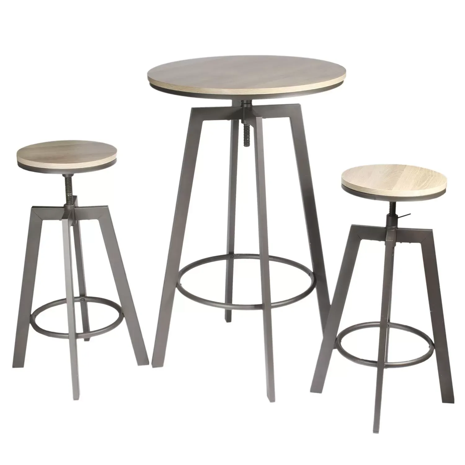 Table haute avec tabourets design industriel 2 personnes noir