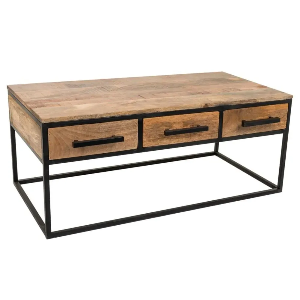 Table basse en bois et métal marron 119x61x48h