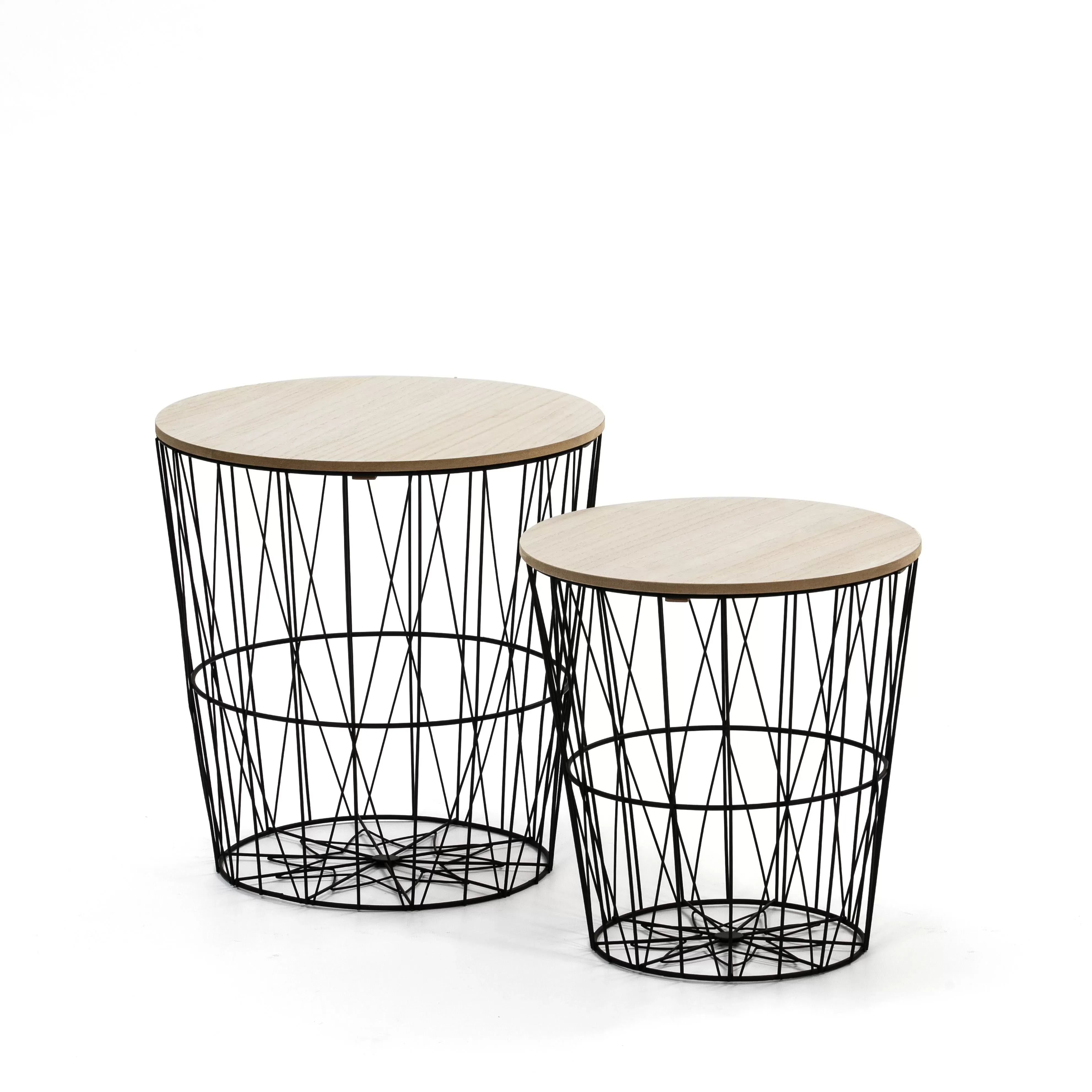 Set de 2 Tables basses,plateau en placage de bois naturel