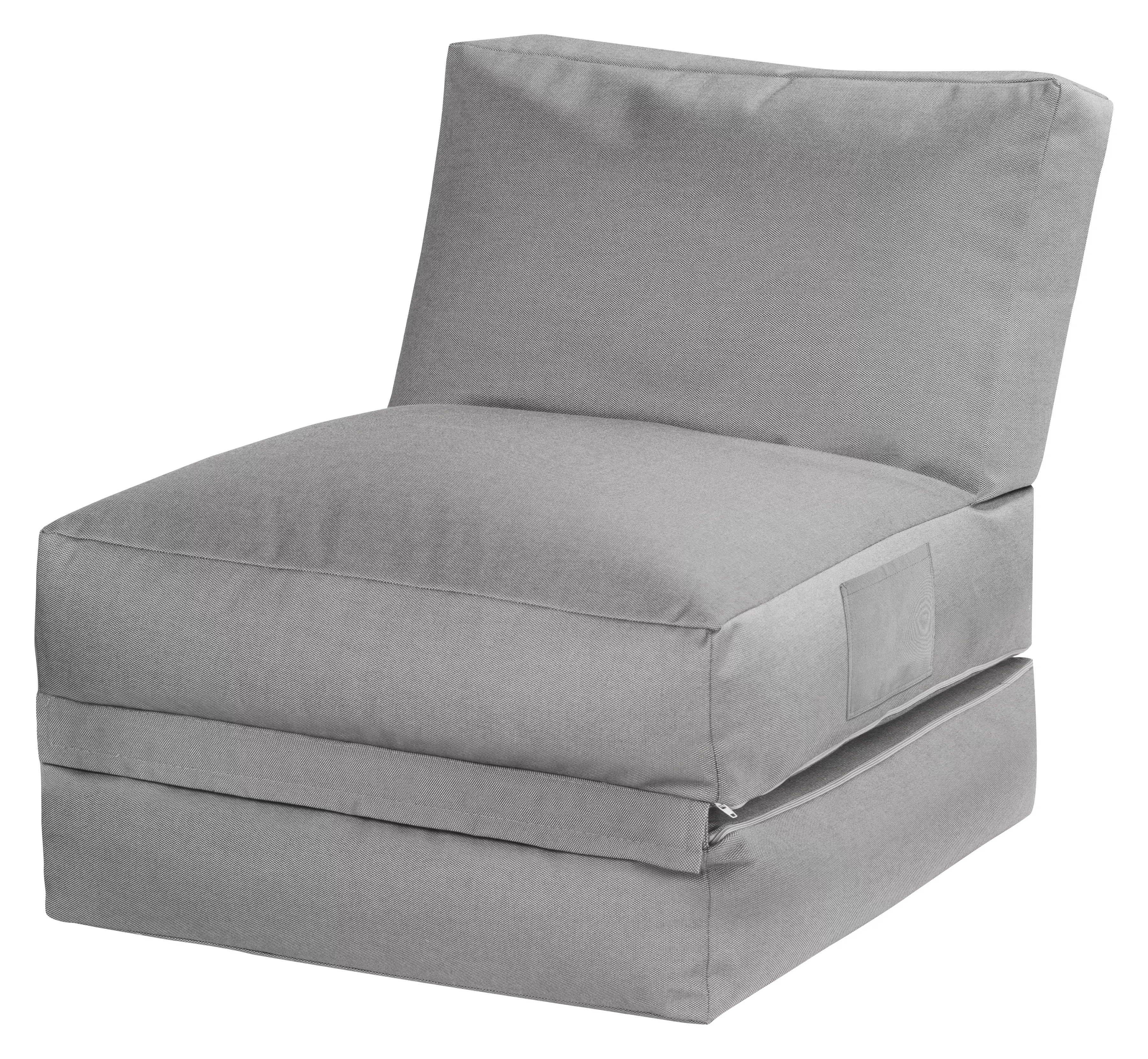Pouf extérieur super qualité Dralon gris, dossier dépliable 90x70x80cm