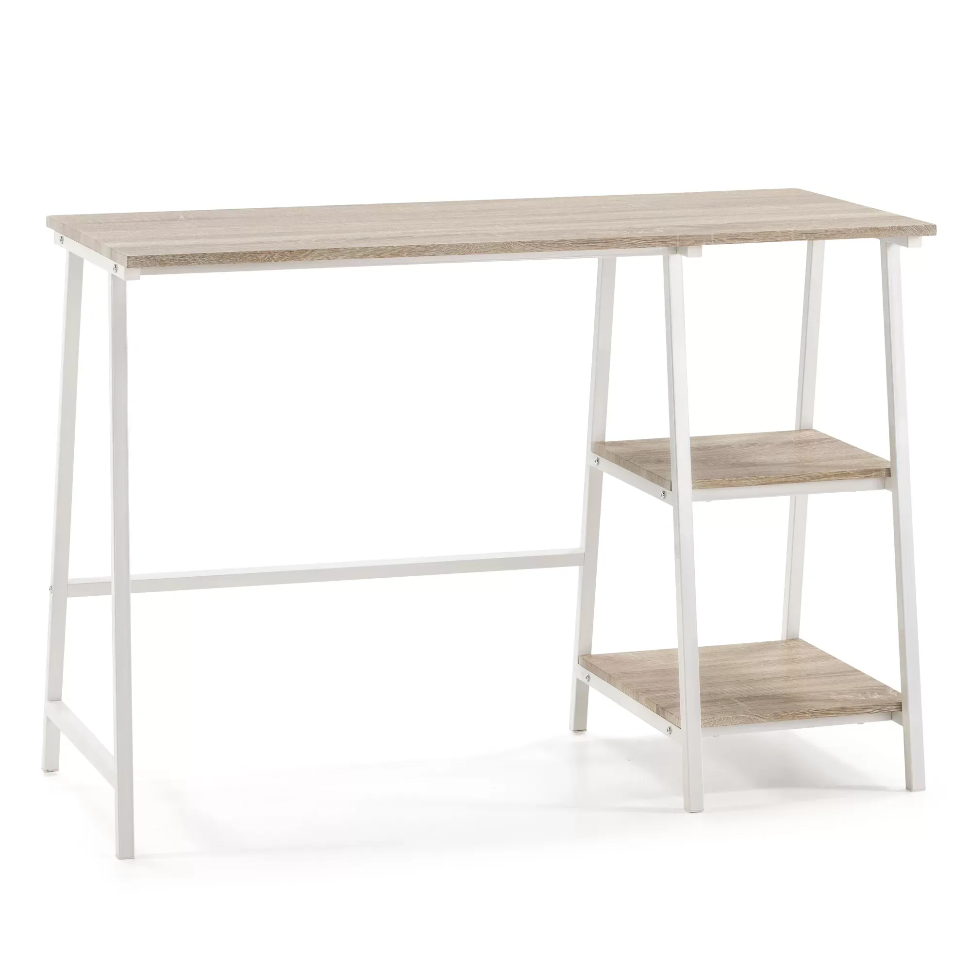 Bureau blanc, table pour pc, style industriel, 105 cm longueur