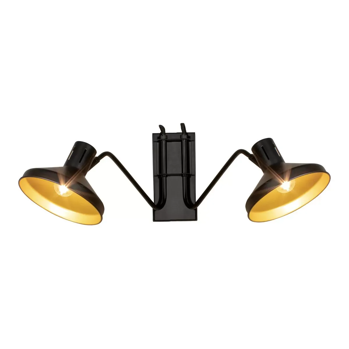 Applique double en métal noir et doré h28cm