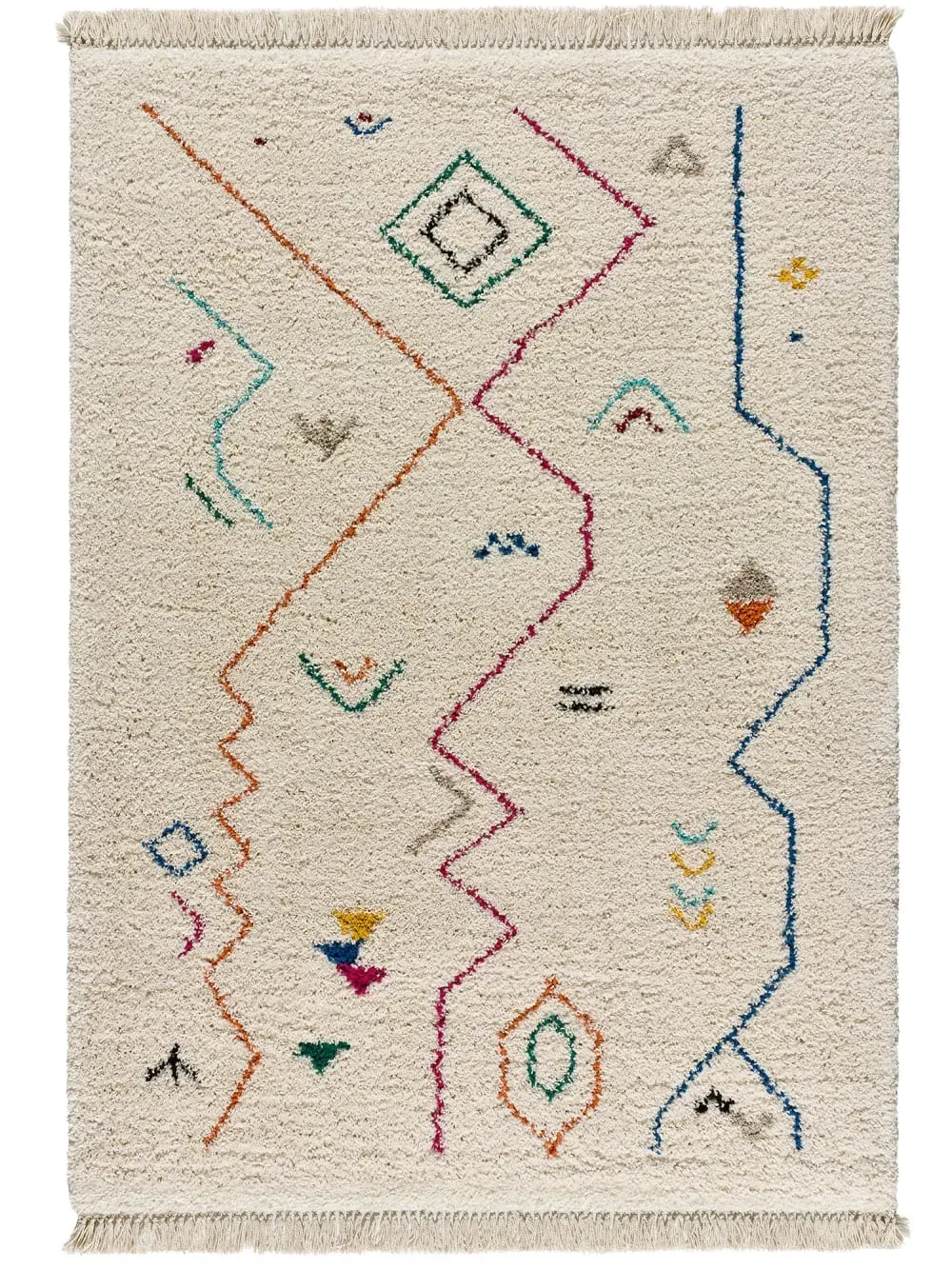 Tapis berbère crème/multicolore 135x190 cm