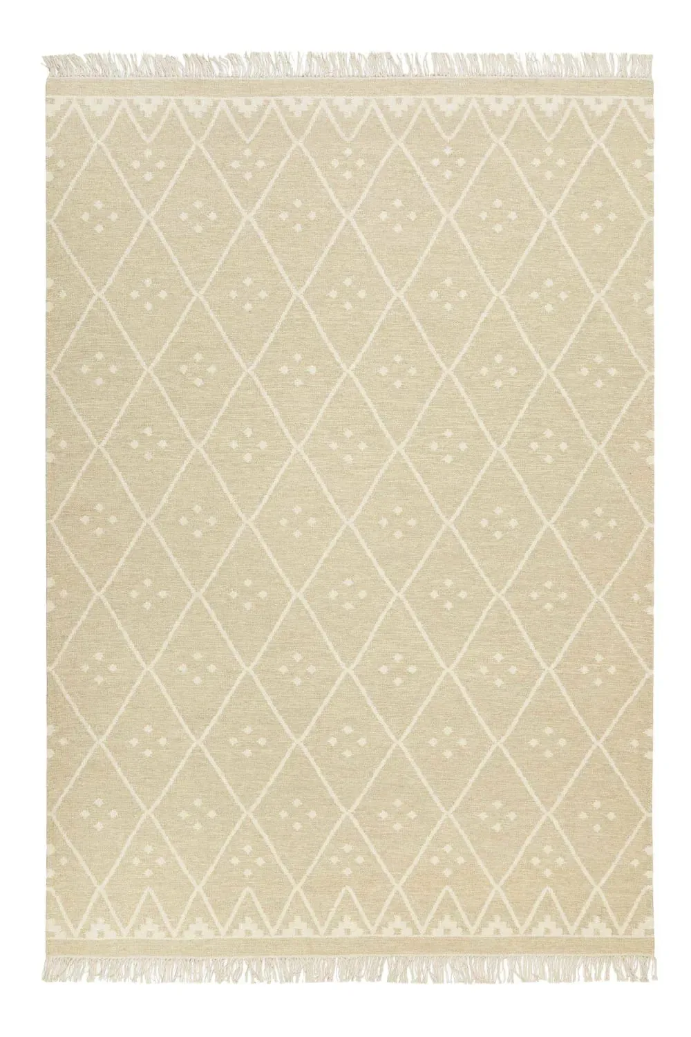 Tapis tissé main tons de beige avec léger motif 80x150