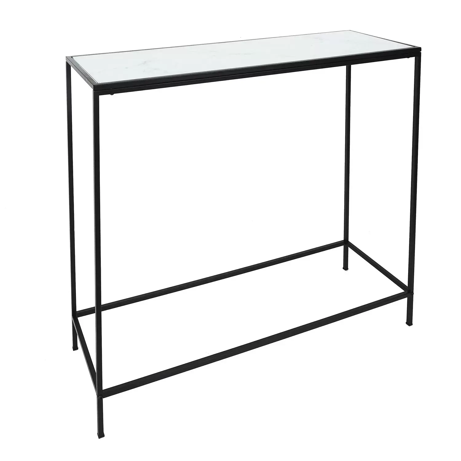 Console en métal et verre trempé blanc