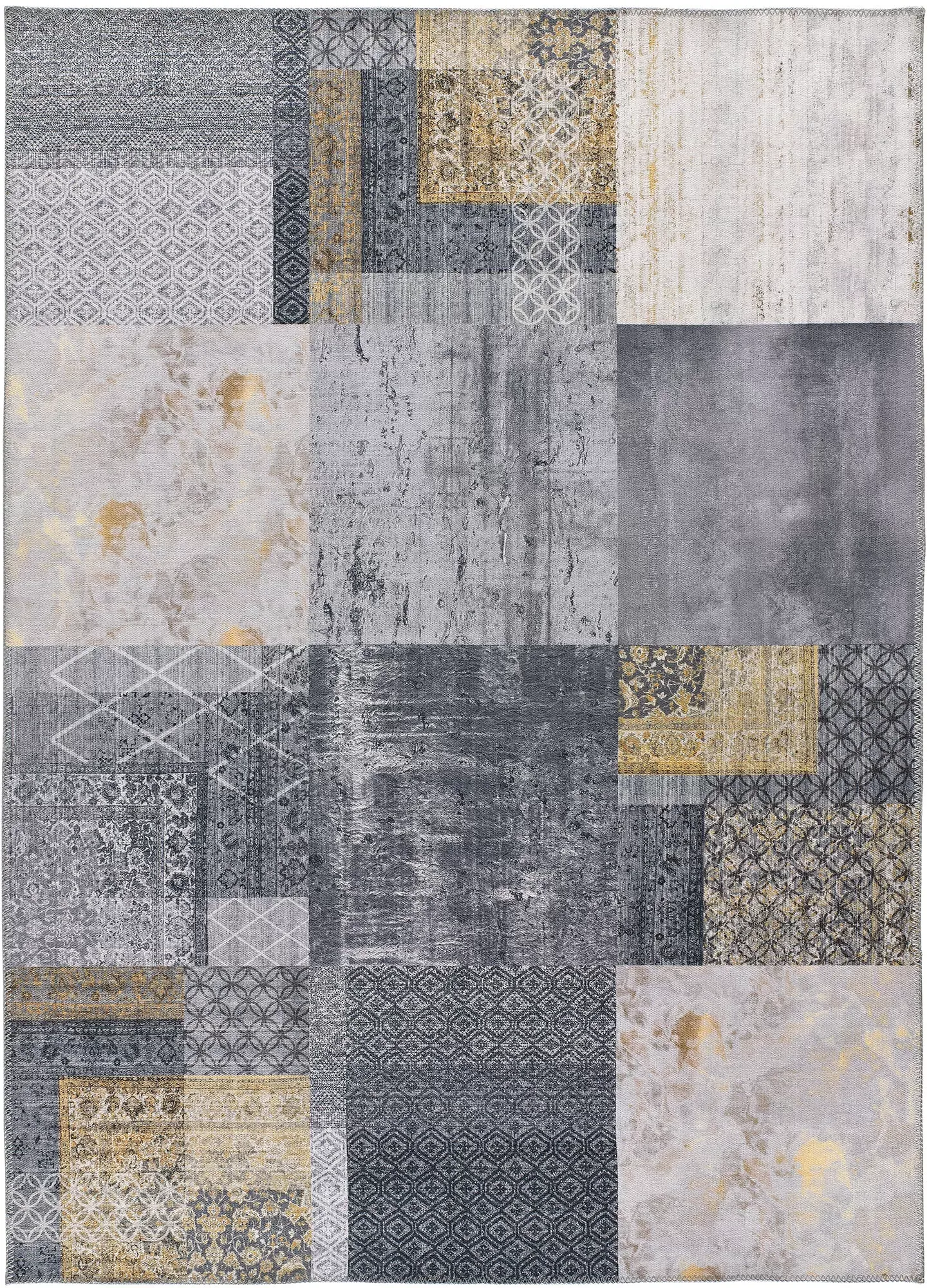Tapis lavable patchwork gris 140x200 cm