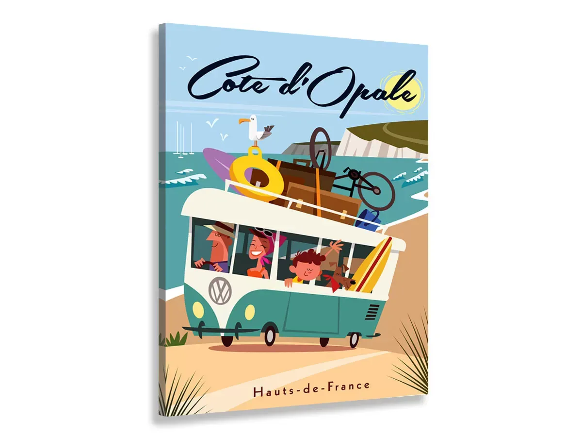 Tableau road trip sur la côte d'opale imprimé sur toile 30x45 cm