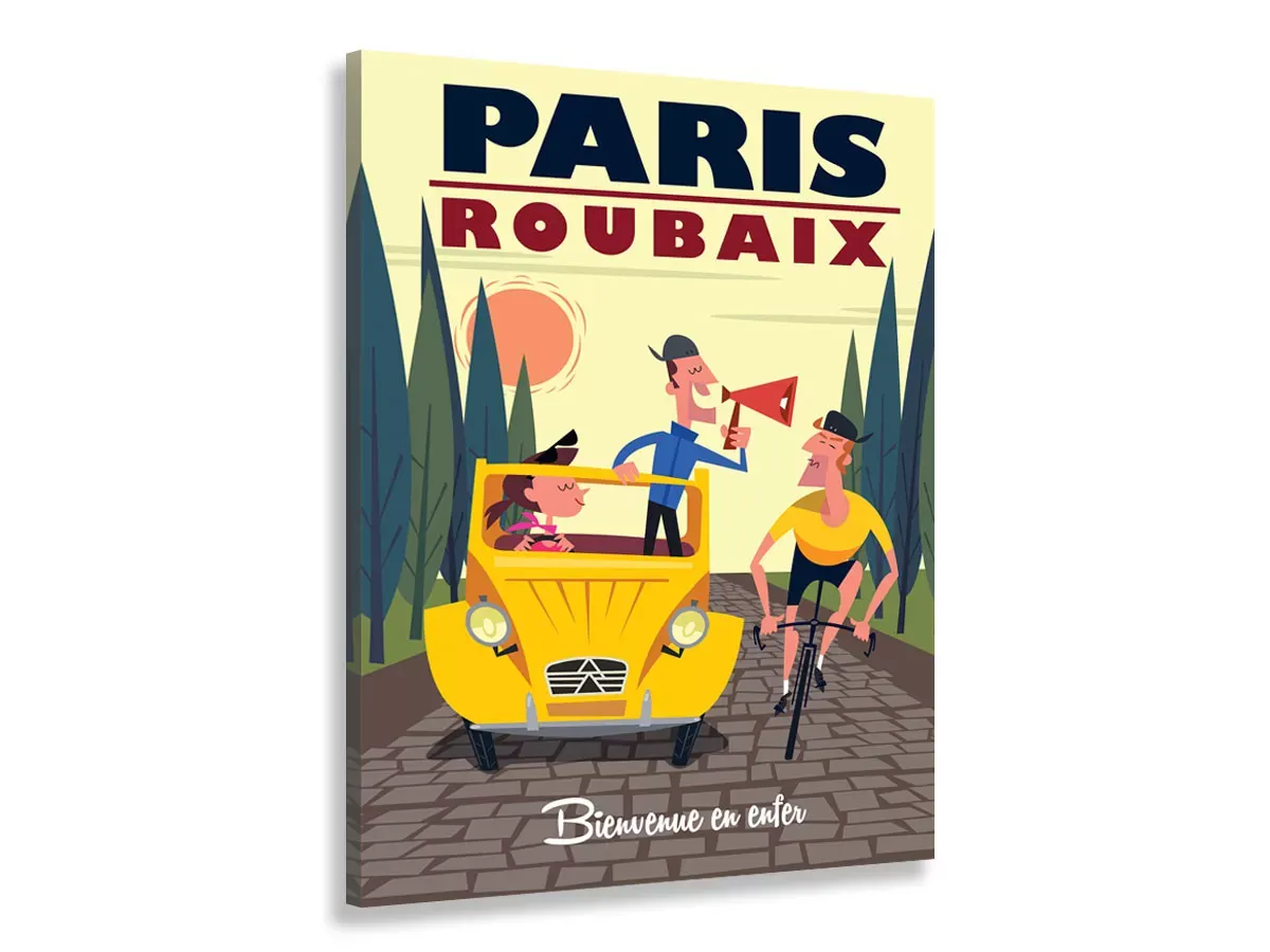 Tableau course Paris - Roubaix imprimé sur toile 60x90 cm