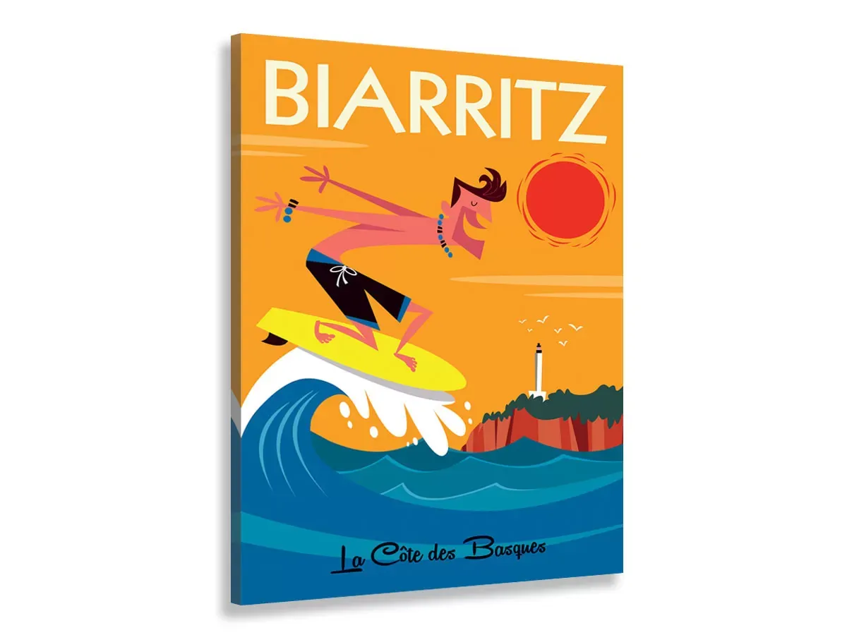 Tableau surf à Biarritz imprimé sur toile 40x60 cm