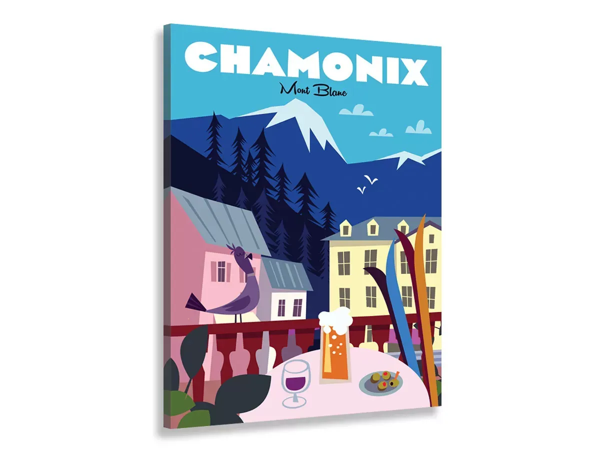 Tableau Chamonix Mont Blanc imprimé sur toile 30x45 cm