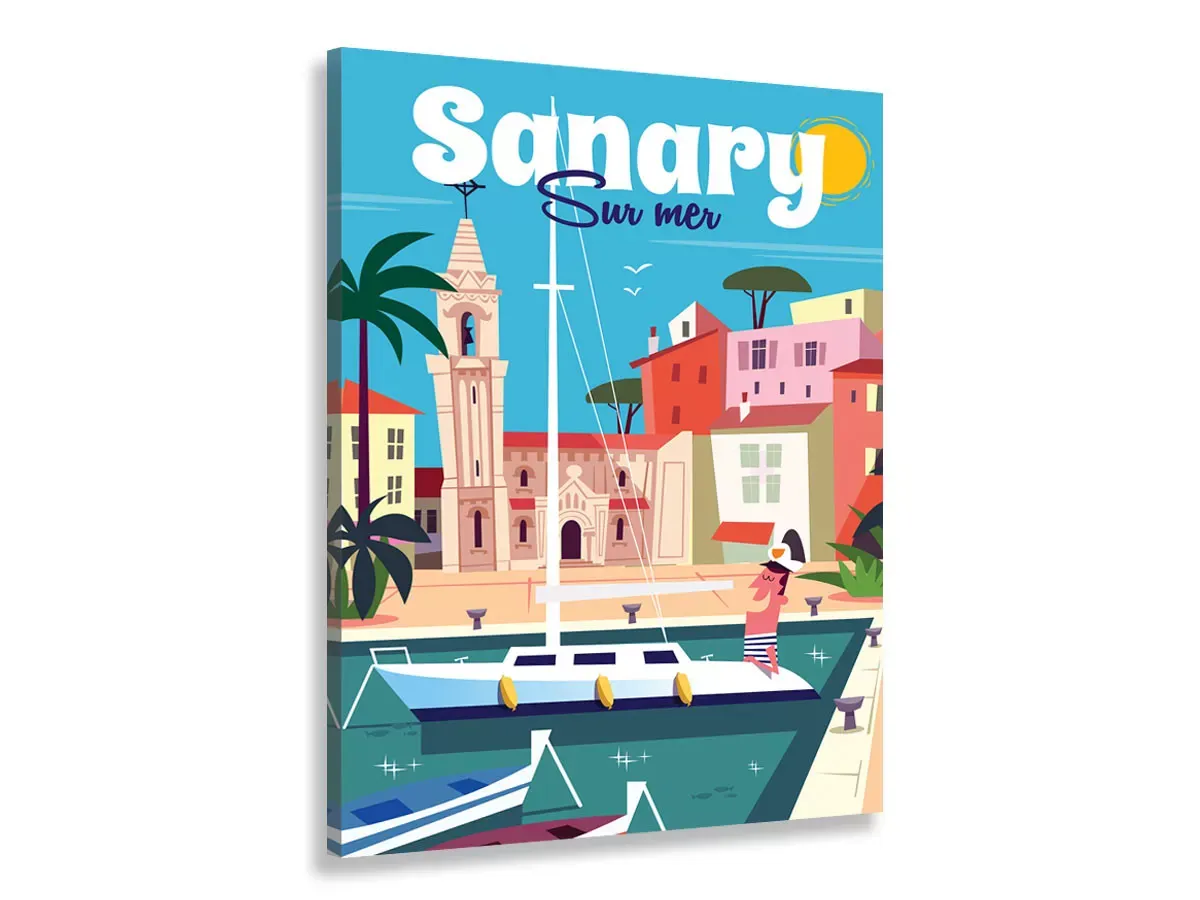 Tableau vacances à Sanary imprimé sur toile 60x90 cm