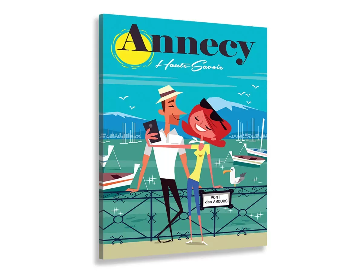 Tableau le pont des amours Annecy imprimé sur toile 60x90 cm