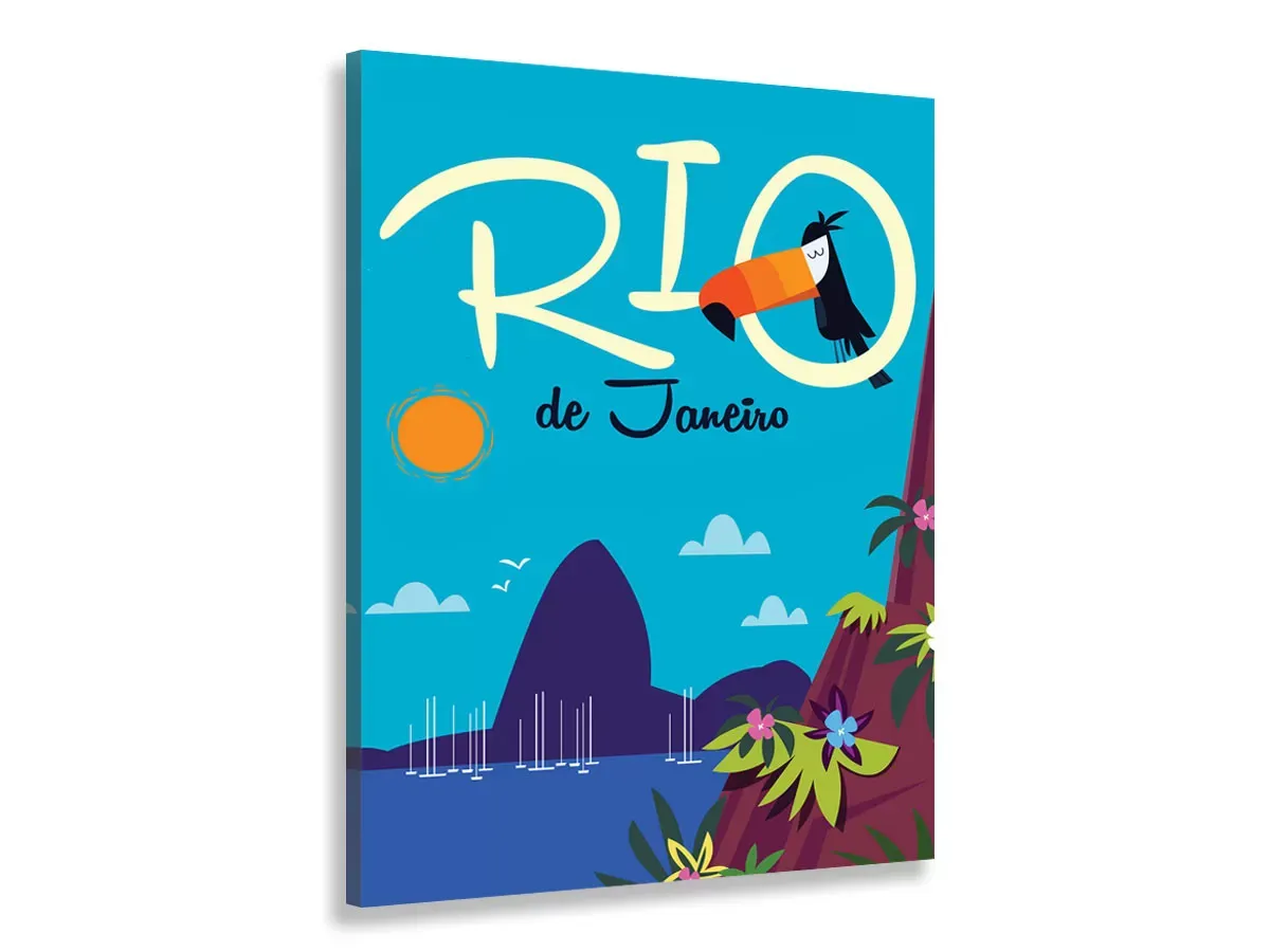 Tableau toucan à Rio de Janeiro imprimé sur toile 40x60 cm