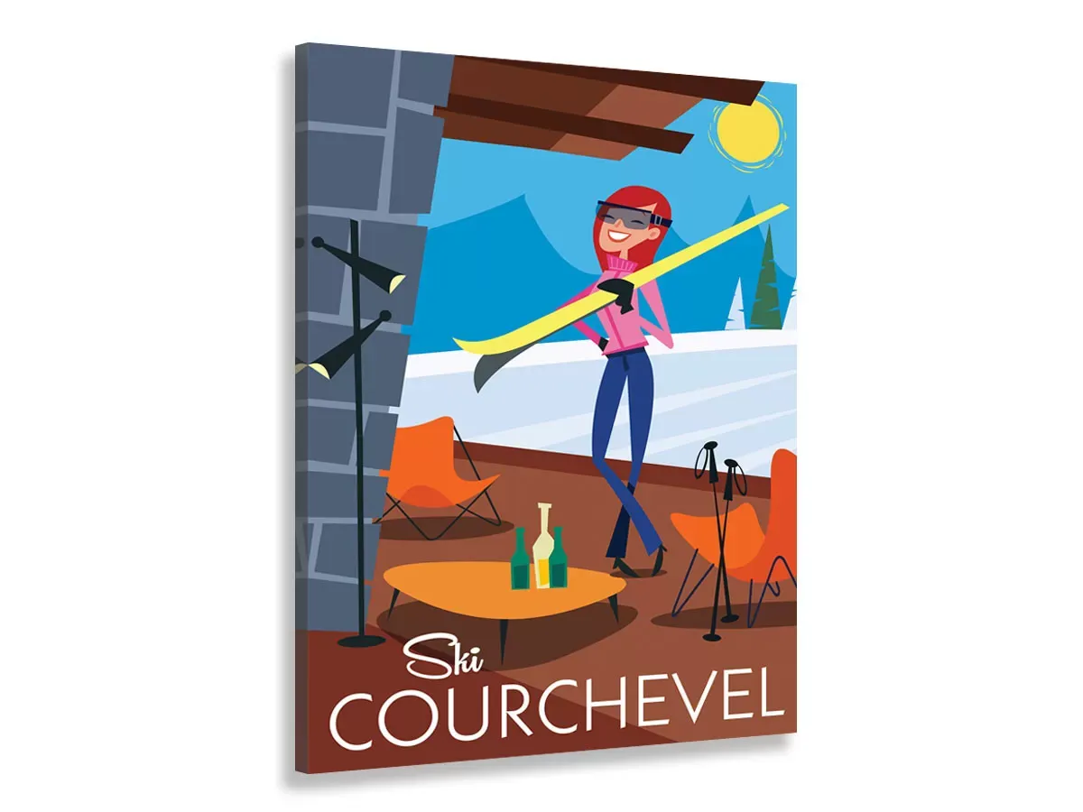 Tableau ski à courchevel imprimé sur toile 40x60 cm