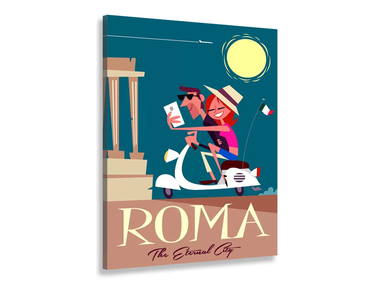 Tableau voyage en amoureux imprimé sur toile 60x90 cm