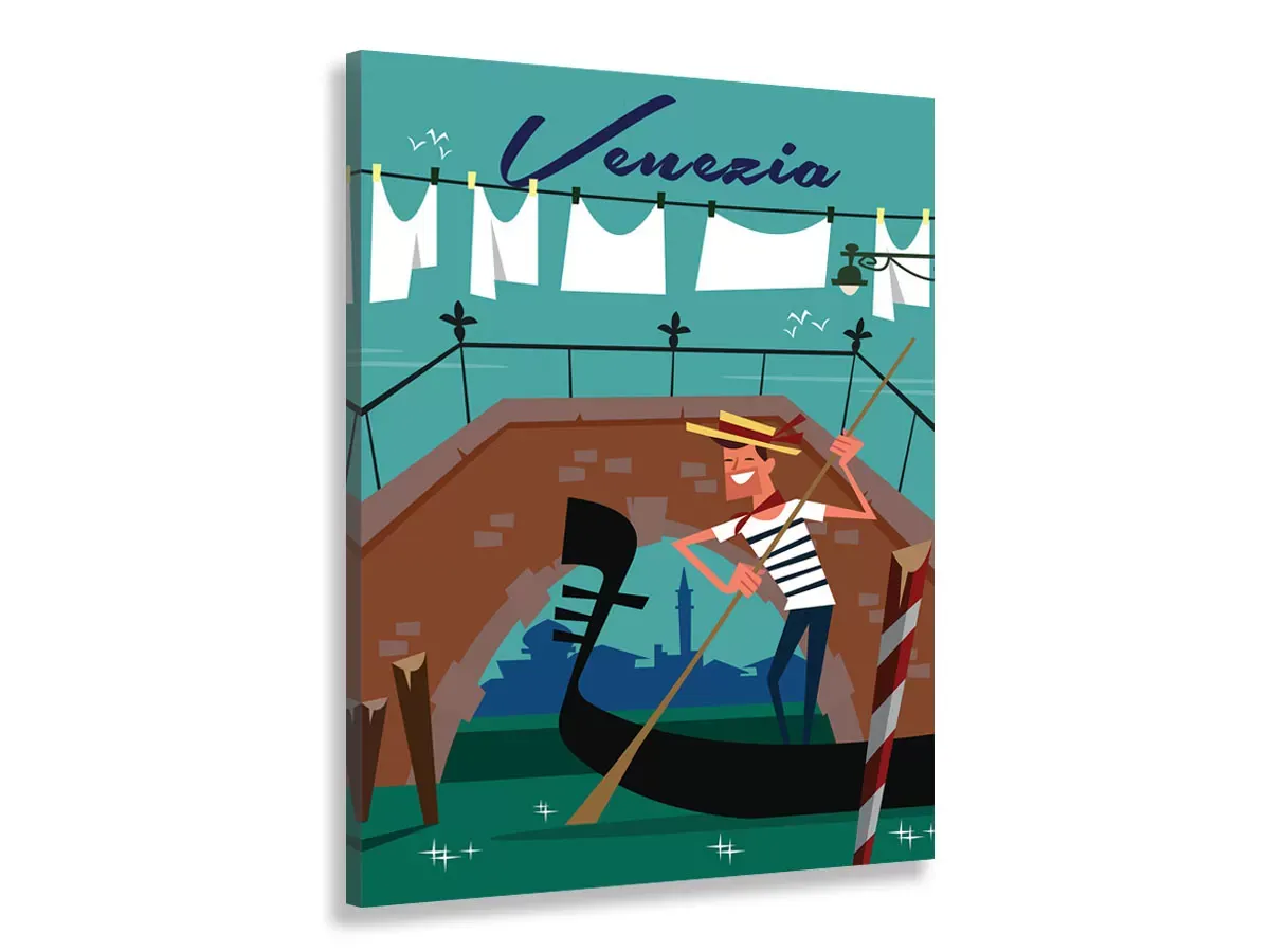 Tableau gondole à venise imprimé sur toile 30x45 cm