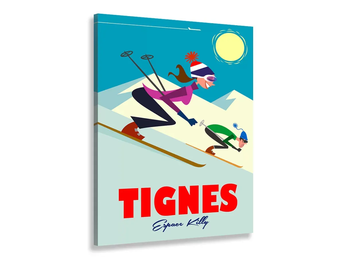 Tableau ski à tignes imprimé sur toile 30x45 cm